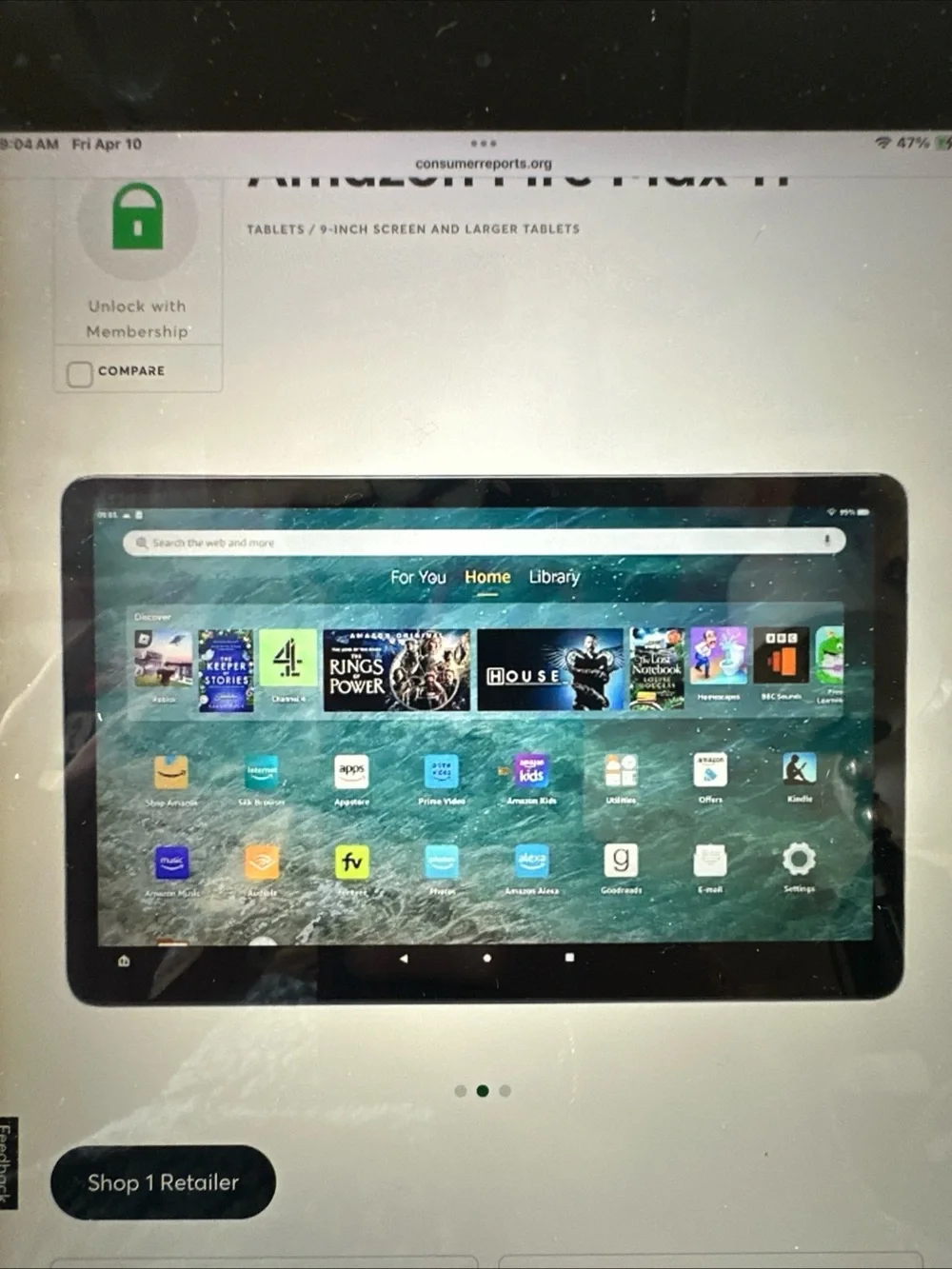 Amazon tablet featuring